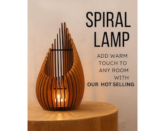 Archivo SVG de lámpara de espiral de madera cortada con láser: Diseño de lágrima (archivo digital)
