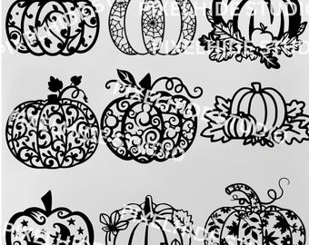 Paquete SVG de calabaza floral: Decoración otoñal cortada a láser (descarga digital)