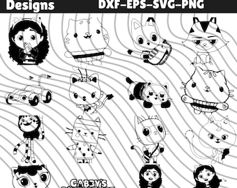 Paquete SVG PNG de la casa de muñecas de Gabby: Archivos de corte para Cricut y Silhouette (descarga digital)