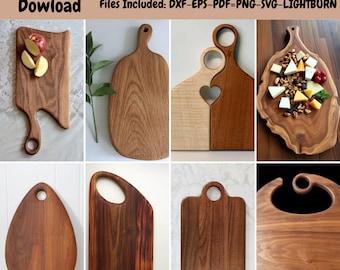 Paquete SVG de tabla de cortar: Plantillas de corte láser para Glowforge y CNC (descarga digital)