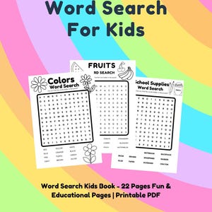 Printable Word Search Kids Educational Word Search Printable  Easy Word Search for Kids – Homeschool Activity Instant Download PDF