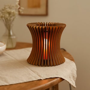 Laser Cut Tealight Holder LED Candle Box Vector File DXF cdr LBRN 3mm Plywood Tea Light Lantern Digital Download