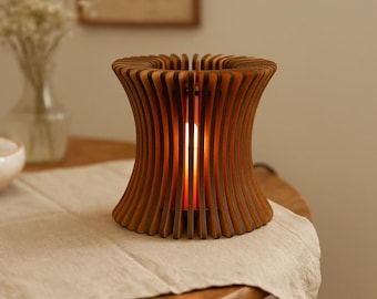 Portavelas cortado a láser: Farol de madera contrachapada de 3 mm (descarga digital)