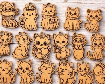 Paquete SVG de llavero con forma de gato, archivo de llavero cortado con láser (descarga digital)