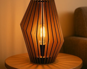 Lámpara de madera cortada con láser SVG / Descarga instantánea / SVG-DXF-Lightburn / Diseño de luz de madera contrachapada (archivo digital)