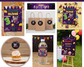 Paquete de fiesta de cumpleaños de Chuck E. Cheese: Plantillas editables de Canva (descarga digital)