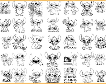 Paquete de 50 diseños SVG de Lilo y Stitch (descarga digital)