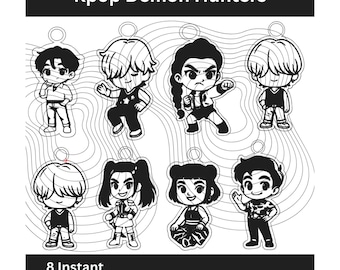 Archivos de corte láser de Cazadores de Demonios del K-pop, listos para Lightburn (descarga digital png-dxf-eps-svg), 8 diseños
