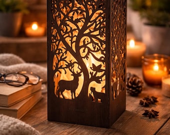 Farol de bosque de madera cortado con láser / Archivo CNC de contrachapado de 3 mm (descarga digital)