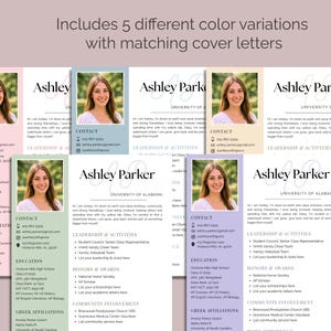 Sorority Resume Template and Cover Letter, Social Resume with Photo, Pink Sorority Resume Template, Sorority Rush Pack, Cute Social Resume image 4