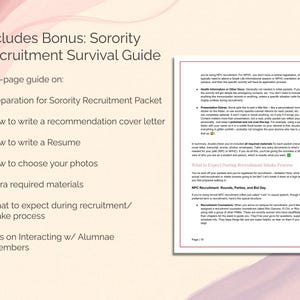 Sorority Resume Template and Cover Letter, Social Resume with Photo, Pink Sorority Resume Template, Sorority Rush Pack, Cute Social Resume image 5