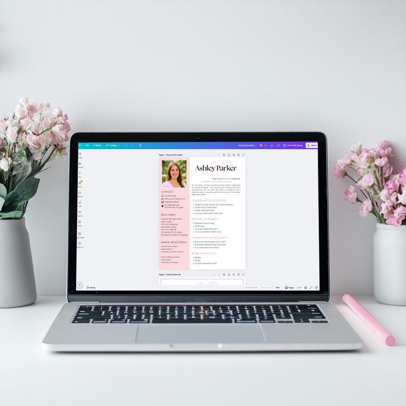 Sorority Resume Template and Cover Letter, Social Resume with Photo, Pink Sorority Resume Template, Sorority Rush Pack, Cute Social Resume image 9