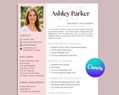 Sorority Resume Template and Cover Letter, Social Resume with Photo, Pink Sorority Resume Template, Sorority Rush Pack, Cute Social Resume