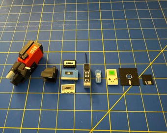 Accesorios tecnológicos en miniatura de los años 80 a escala 1:6, set de exhibición de diorama