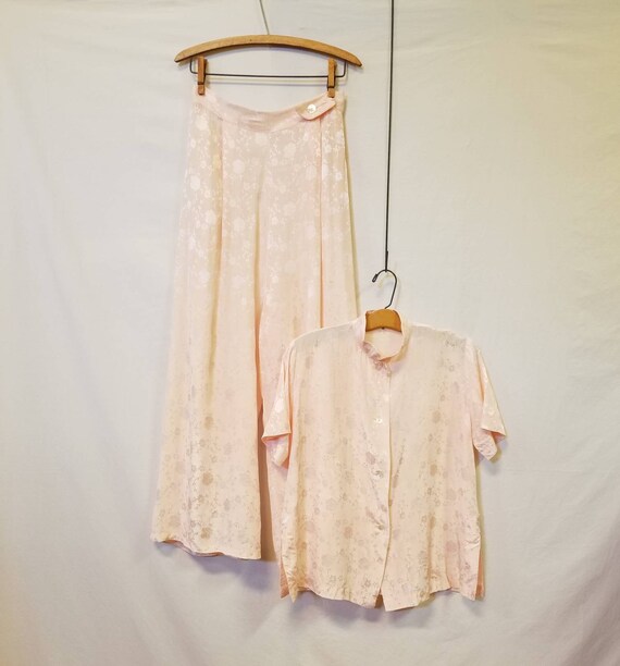 1940s Pajamas / Vintage Loungewear / Wide Leg Paja