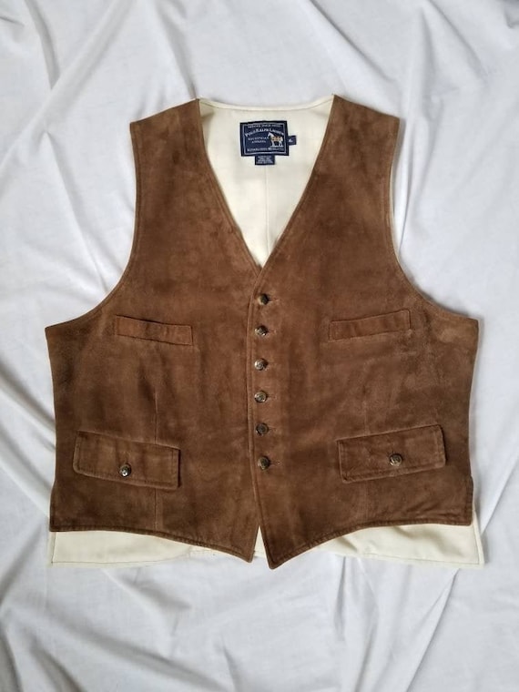 Ralph Lauren Vest / Vintage 80s Suede Vest / Polo