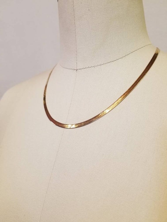 14K Necklace / Gold Herringbone Chain / Gold Neckl