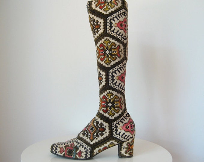 1960's Needlepoint Boots Etsy