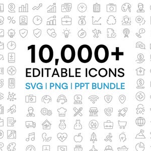Mega Bundle di icone da 10.000 SVG - Icone PPT, Icone aziendali, Icone per social media, Pacchetto di icone modificabili