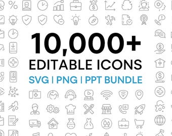 Icons 10,000   SVG Mega Bundle -, Icons PPT, Business Icons, Social Media Icons, Editable Icon Bundle