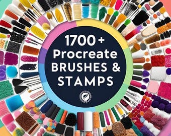 Paquete de más de 1700 pinceles y sellos para Procreate: la colección definitiva para artistas digitales, lettering, ilustraciones, pegatinas y proyectos creativos.