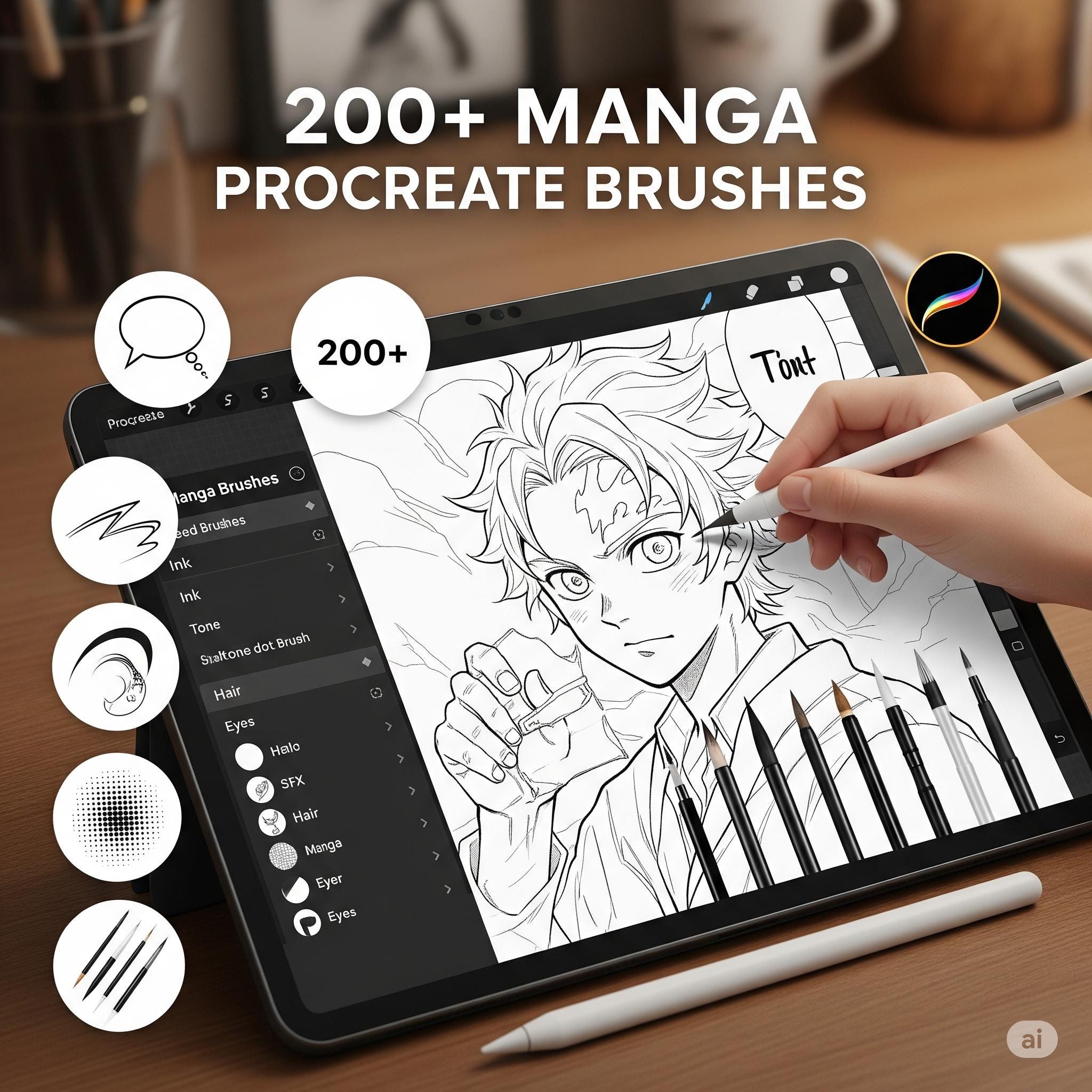 200+ Manga Procreate Brushes – Complete Anime & Comic Toolkit for iPad