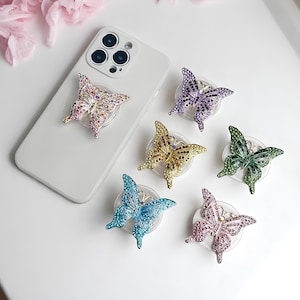 Luxury Butterfly Phone Grip – Colorful phone holder – Cute phone stand – Phone grip for Smartphone, Kindle or tablet – Resin phone handle