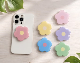 Soporte para teléfono con diseño de flores pastel: soporte floral de resina