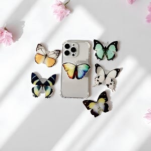 Handmade Butterfly Phone Grip – Cute colorful phone stand – Butterfly phone holder – Black white yellow phone grip – Unique phone charm