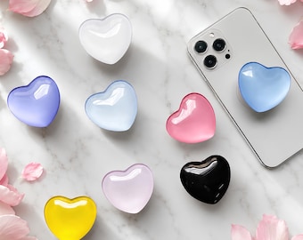Grip pour téléphone en forme de cœur en résine – Support de téléphone magnétique/adhésif