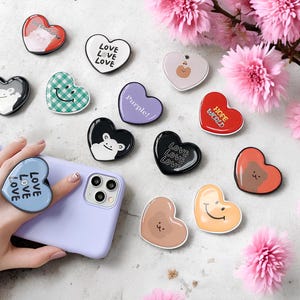 Heart Phone Grip – Love phone holder for smartphone, tablet & Kindle – Cute phone stand – Colorful phone handle – Aesthetic phone accessory