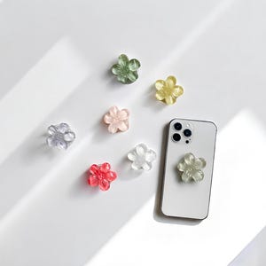 Handgemachte Kristall Blume Handyhalterung – Süßer bunter Handyhalter – Blumen Handy Charm – Von der Natur inspirierter Handy Griff – Handy Zubehör