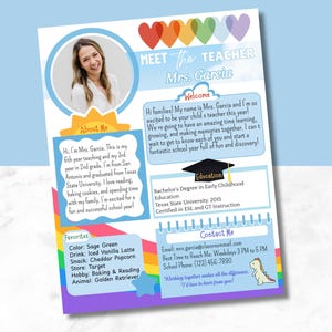 Editable Meet the Teacher Template: Rainbow Back to School Newsletter (PDF Download)