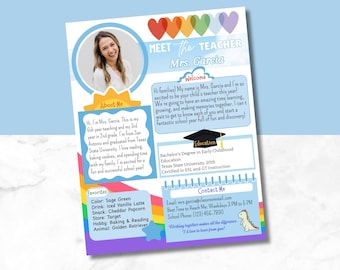 Editable Meet the Teacher Template: Rainbow Back to School Newsletter (PDF Download)