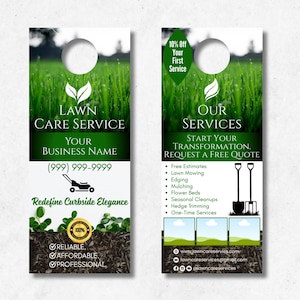 Lawn Care Door Hanger Template: Landscaping Marketing, Editable Canva Design (Digital Download)