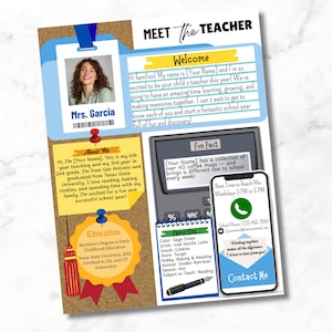 Bewerkbaar Meet the Teacher-sjabloon: Modern Classroom-flyer (digitale download Canva)