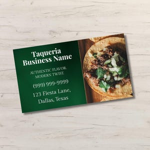 Benutzerdefinierte Taqueria Visitenkarte | Taco Truck & Gastronomie | Modernes mexikanisches Design | Canva Vorlage Karte | Druckbares mexikanisches Foodtruck-Branding