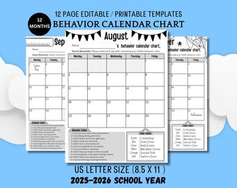 Editable Student Behavior Chart: Color Coded Classroom Calendar (Canva Template)