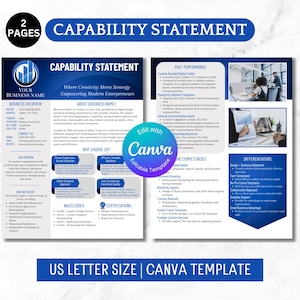 Editable Capability Statement Template: Small Business Marketing (US Letter PDF)