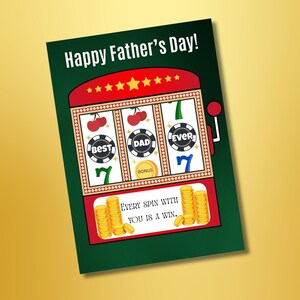 Tarjeta de tragamonedas para el Día del Padre / Tarjeta imprimible divertida para papá / Temática de casino / El mejor papá del mundo / Regalo de descarga digital para él / Temática de Las Vegas