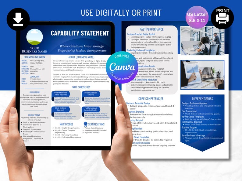 Editable Capability Statement Template: Small Business Marketing (US Letter PDF) image 4