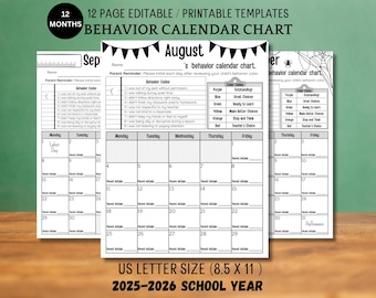 Gráfico de comportamento para impressão: Rastreador de disciplina editável em preto e branco (modelo do Canva)