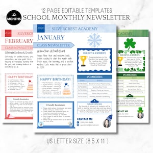 Editable School Newsletter Template: Monthly Classroom Updates (Canva Printable, Digital Download)