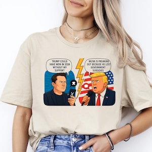 Elon Musk vs Trump Tshirt,Funny Political Debate Tee,2024 Election Satire Shirt,comic Style Graphic Tee for Men&Women,