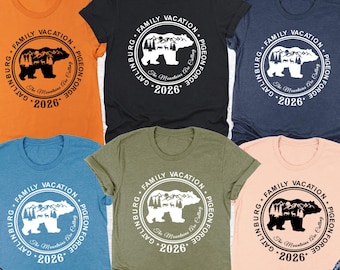 Gatlinburg Family Vacation Shirt 2026, Pigeon Forge Trip Tee, Hiking Bear T-Shirt, Matching Family Vacation Tee, Mountains Are Calling Shirt