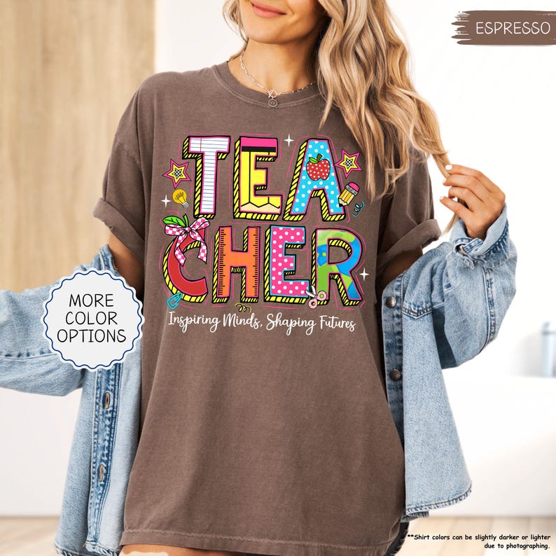 Comfort Colors® Teacher Shirt, Inspiring Minds Shaping Futures T-shirt, Back to School Shirt, Teacher Appreciation Gift, Teacher Life Shirt image 11
