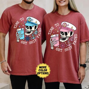 Comfort Colors® Time to Get Ship Faced Skull Shirt, Funny Couple Cruise Shirts, Cruise Vacation Tee, Honeymoon Shirt, Couple Matching Tee zdjęcie 9