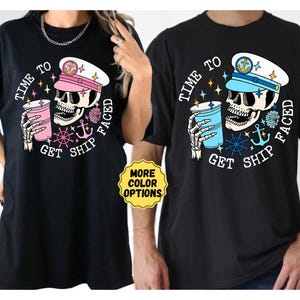 Comfort Colors® Time to Get Ship Faced Skull Shirt, Funny Couple Cruise Shirts, Cruise Vacation Tee, Honeymoon Shirt, Couple Matching Tee zdjęcie 7
