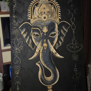Ganesha schilderij op houten bord