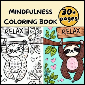 Cozy Stress Relief Coloring Book | Mindfulness Pages for Kids & Adults | Cute Comfy Printable Art for Mental Health  Relaxation